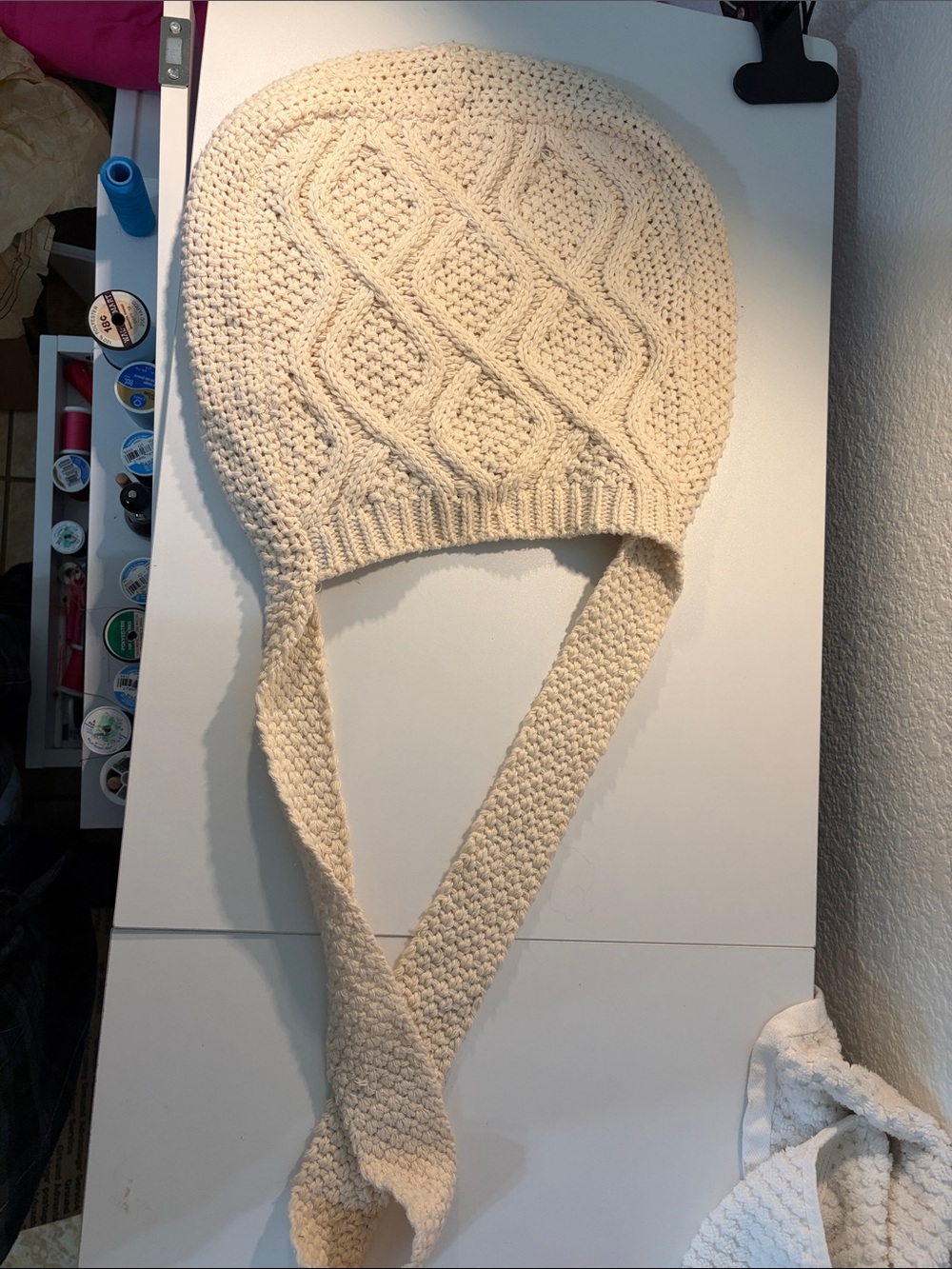 Cream Cable Knit Shoulder Bag - Handcrafted Women’s Tote - Picture 4 of 4